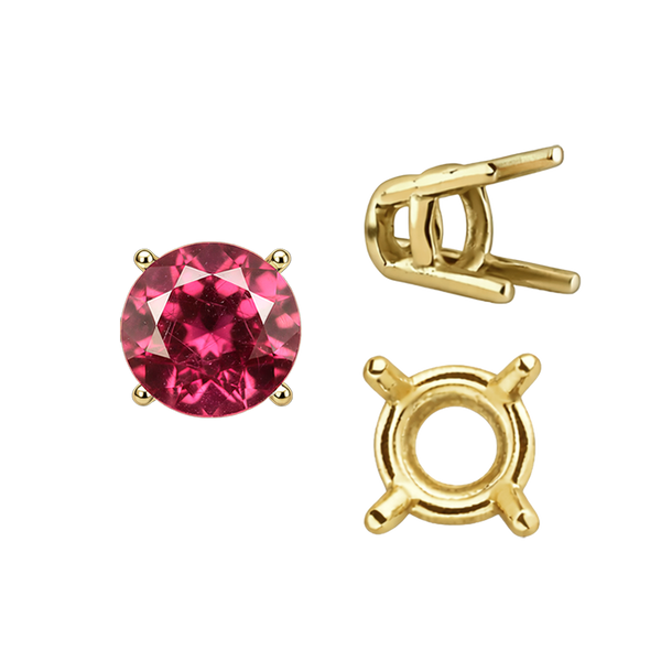 ITI NYC Four Prong Round Wire Basket Settings in 14K Gold (1.75 mm - 11.00 mm)
