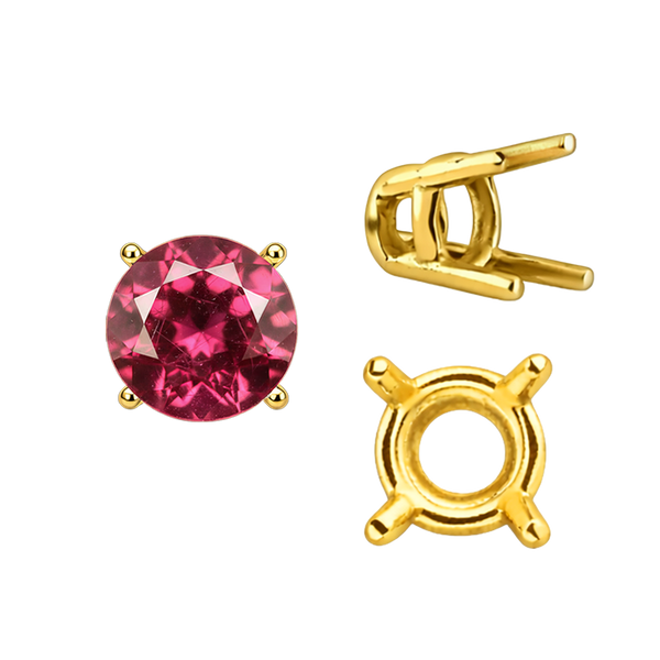 ITI NYC Four Prong Round Wire Basket Settings in 14K Gold (1.75 mm - 11.00 mm)