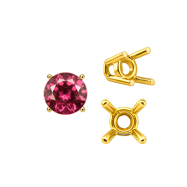 ITI NYC Four Prong Round Wire Basket Settings in 14K Gold (1.75 mm - 11.00 mm)