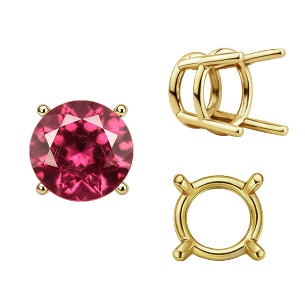ITI NYC Four Prong Round Wire Basket Settings in 14K Gold (1.75 mm - 11.00 mm)
