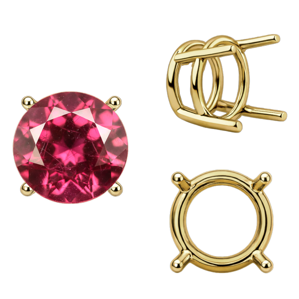 ITI NYC Four Prong Round Wire Basket Settings in 14K Gold (1.75 mm - 11.00 mm)