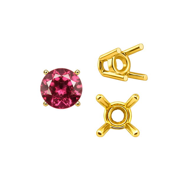 ITI NYC Four Prong Round Wire Basket Settings in 14K Gold (1.75 mm - 11.00 mm)