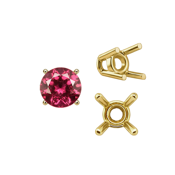 ITI NYC Four Prong Round Wire Basket Settings in 14K Gold (1.75 mm - 11.00 mm)