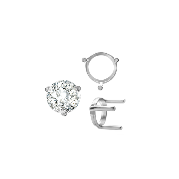 ITI NYC Three Prong Round Single Base Settings in 14K Gold (2.00 mm - 8.00 mm)