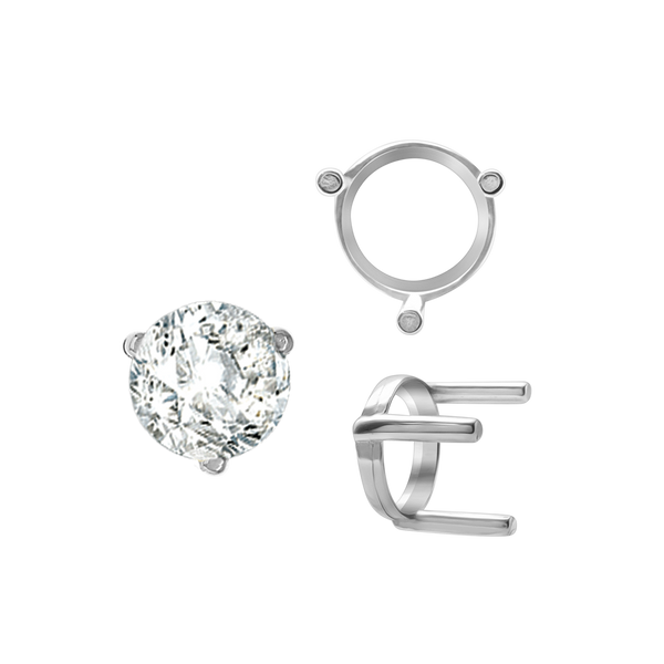 ITI NYC Three Prong Round Single Base Settings in Sterling Silver (2.00 mm - 8.00 mm)