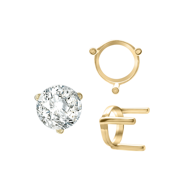 ITI NYC Three Prong Round Single Base Settings in 14K Gold (2.00 mm - 8.00 mm)