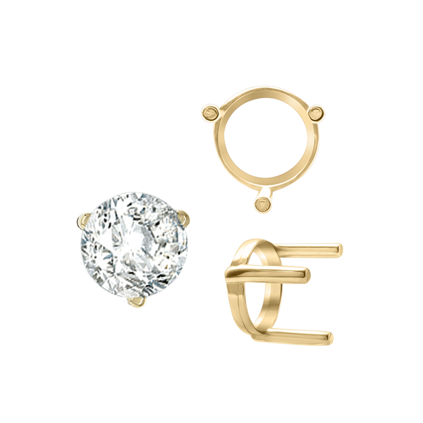 ITI NYC Three Prong Round Single Base Settings in 14K Gold (2.00 mm - 8.00 mm)