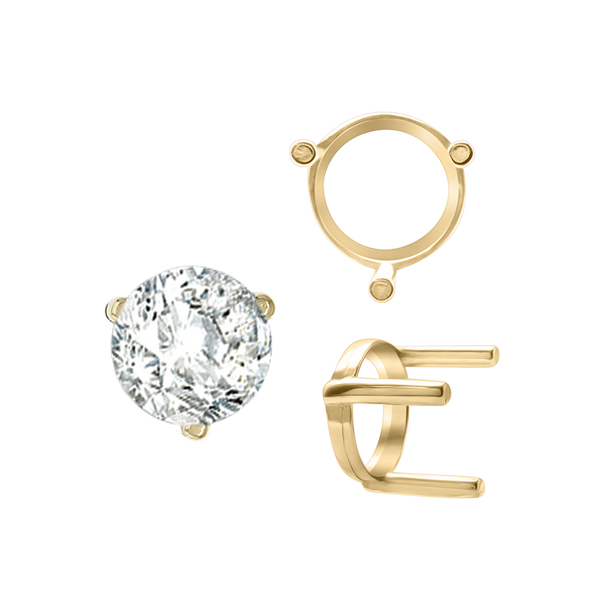 ITI NYC Three Prong Round Single Base Settings in 14K Gold (2.00 mm - 8.00 mm)