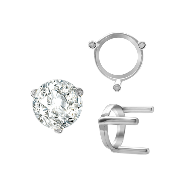 ITI NYC Three Prong Round Single Base Settings in Sterling Silver (2.00 mm - 8.00 mm)