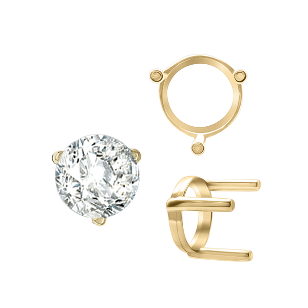ITI NYC Three Prong Round Single Base Settings in 14K Gold (2.00 mm - 8.00 mm)