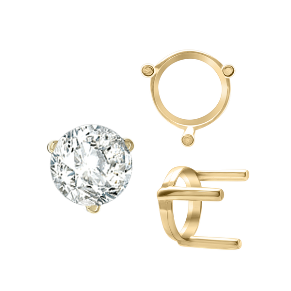 ITI NYC Three Prong Round Single Base Settings in 14K Gold (2.00 mm - 8.00 mm)