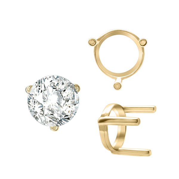 ITI NYC Three Prong Round Single Base Settings in 14K Gold (2.00 mm - 8.00 mm)
