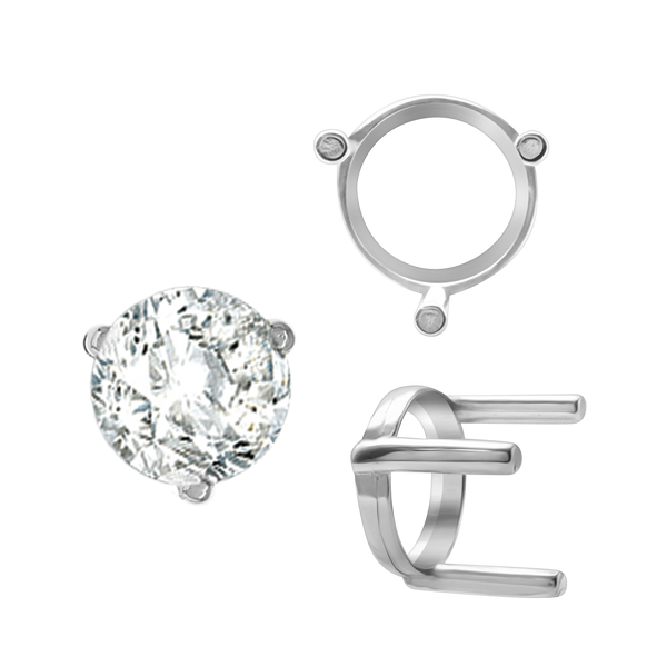 ITI NYC Three Prong Round Single Base Settings in Sterling Silver (2.00 mm - 8.00 mm)