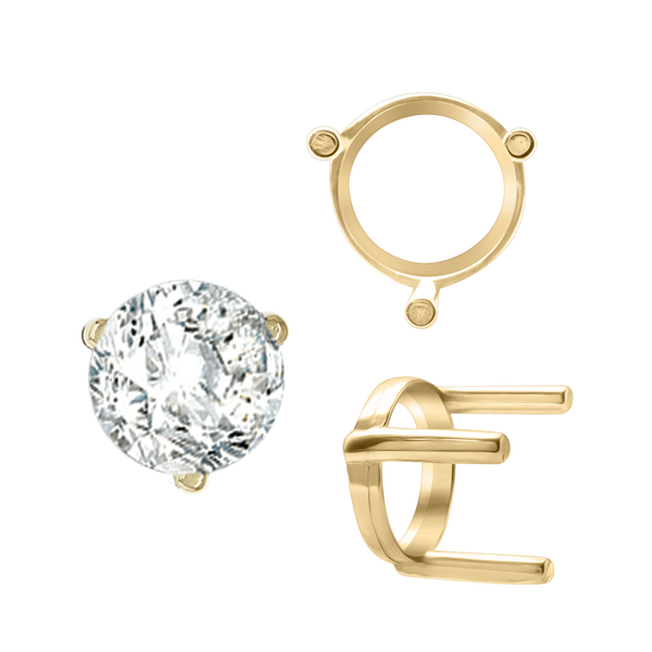 ITI NYC Three Prong Round Single Base Settings in 14K Gold (2.00 mm - 8.00 mm)