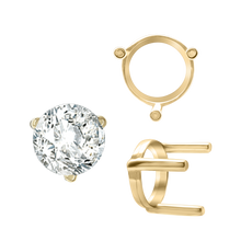 Load image into Gallery viewer, ITI NYC Three Prong Round Single Base Settings in 14K Gold (2.00 mm - 8.00 mm)
