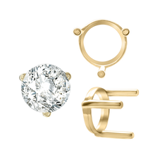 Load image into Gallery viewer, ITI NYC Three Prong Round Single Base Settings in 14K Gold (2.00 mm - 8.00 mm)
