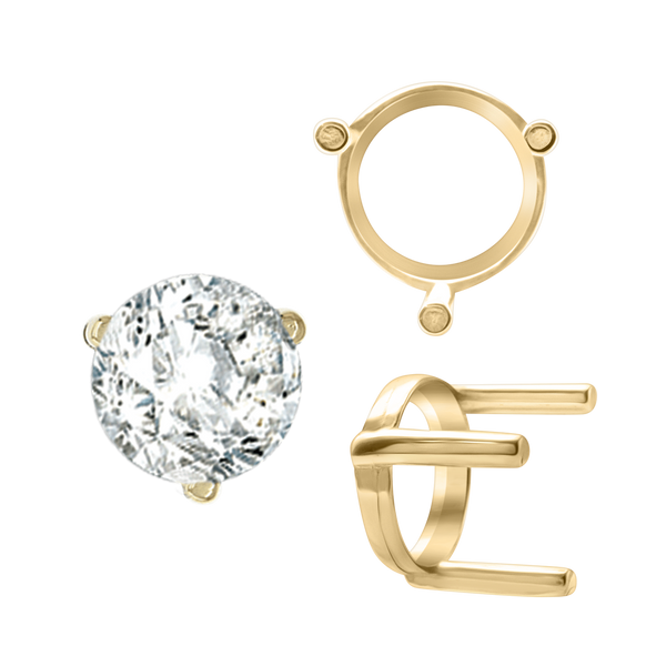 ITI NYC Three Prong Round Single Base Settings in 14K Gold (2.00 mm - 8.00 mm)
