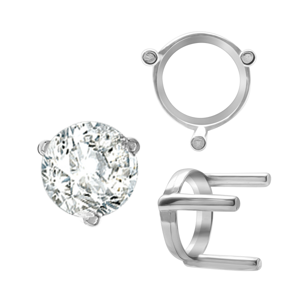 ITI NYC Three Prong Round Single Base Settings in Sterling Silver (2.00 mm - 8.00 mm)