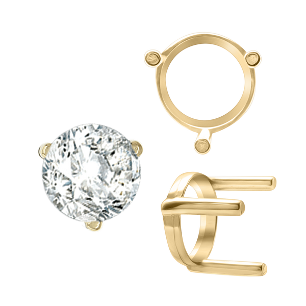 ITI NYC Three Prong Round Single Base Settings in 14K Gold (2.00 mm - 8.00 mm)
