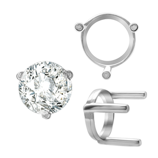 ITI NYC Three Prong Round Single Base Settings in Sterling Silver (2.00 mm - 8.00 mm)