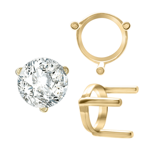 ITI NYC Three Prong Round Single Base Settings in 14K Gold (2.00 mm - 8.00 mm)