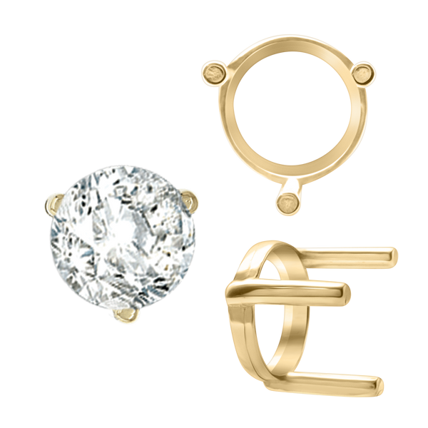 ITI NYC Three Prong Round Single Base Settings in 14K Gold (2.00 mm - 8.00 mm)