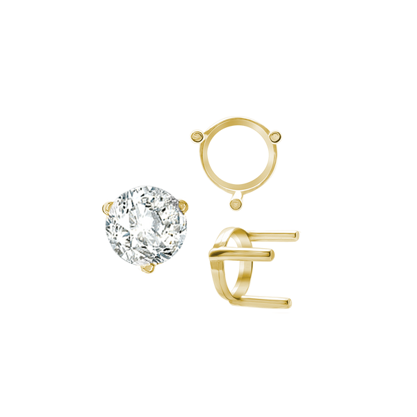 ITI NYC Three Prong Round Single Base Settings in 14K Gold (2.00 mm - 8.00 mm)