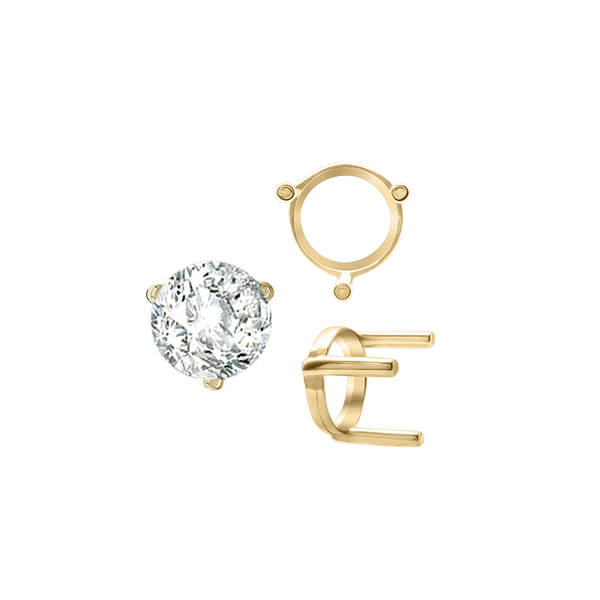 ITI NYC Three Prong Round Single Base Settings in 14K Gold (2.00 mm - 8.00 mm)
