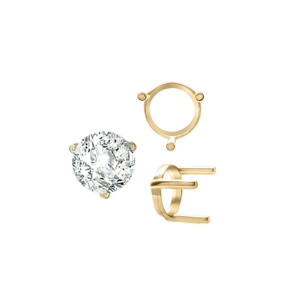 ITI NYC Three Prong Round Single Base Settings in 14K Gold (2.00 mm - 8.00 mm)