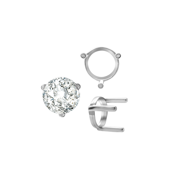 ITI NYC Three Prong Round Single Base Settings in Sterling Silver (2.00 mm - 8.00 mm)