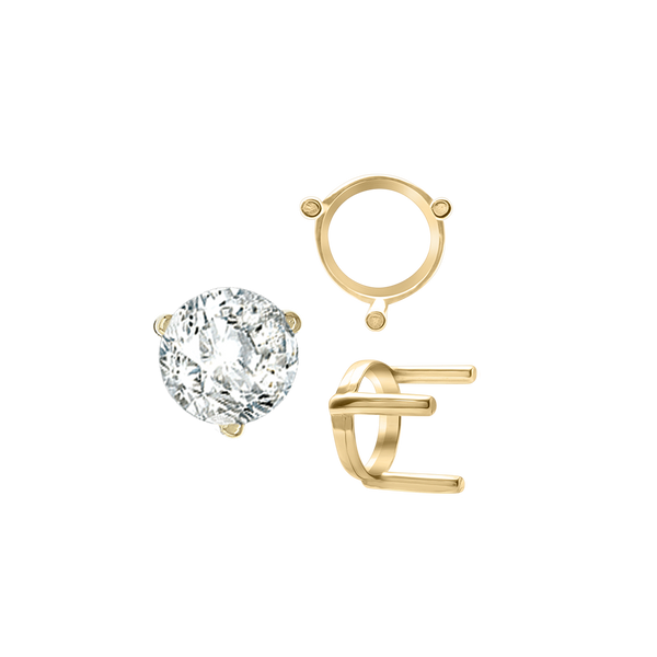 ITI NYC Three Prong Round Single Base Settings in 14K Gold (2.00 mm - 8.00 mm)