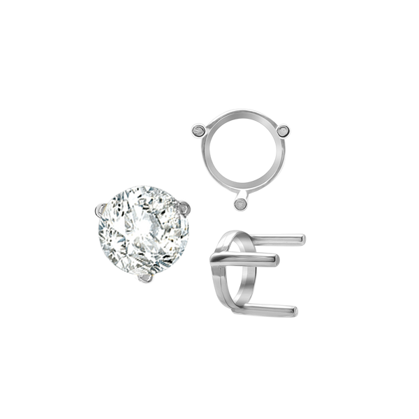 ITI NYC Three Prong Round Single Base Settings in Sterling Silver (2.00 mm - 8.00 mm)