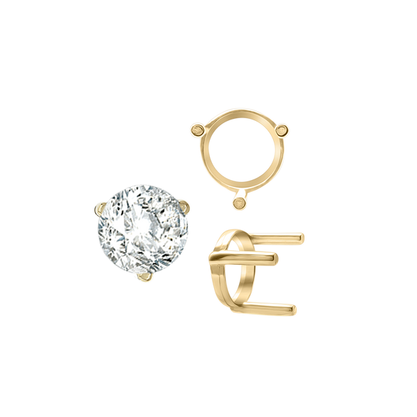 ITI NYC Three Prong Round Single Base Settings in 14K Gold (2.00 mm - 8.00 mm)