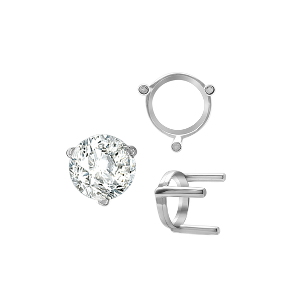 ITI NYC Three Prong Round Single Base Settings in Sterling Silver (2.00 mm - 8.00 mm)