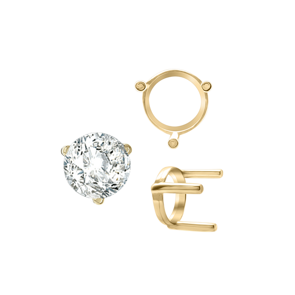 ITI NYC Three Prong Round Single Base Settings in 14K Gold (2.00 mm - 8.00 mm)
