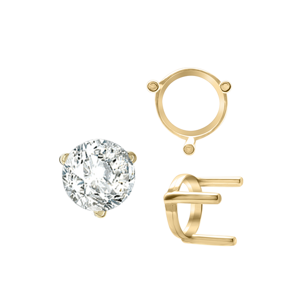 ITI NYC Three Prong Round Single Base Settings in 14K Gold (2.00 mm - 8.00 mm)