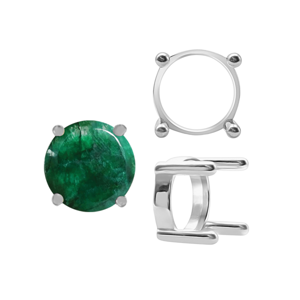 ITI NYC Four Prong Round Single Base Settings With Straight Wire Prongs in Sterling Silver (2.00 mm - 8.00 mm)