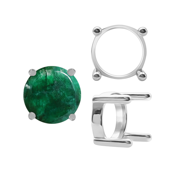 ITI NYC Four Prong Round Single Base Settings With Straight Wire Prongs in Sterling Silver (2.00 mm - 8.00 mm)