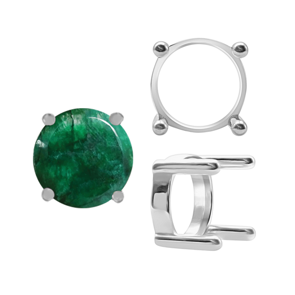 ITI NYC Four Prong Round Single Base Settings With Straight Wire Prongs in Sterling Silver (2.00 mm - 8.00 mm)