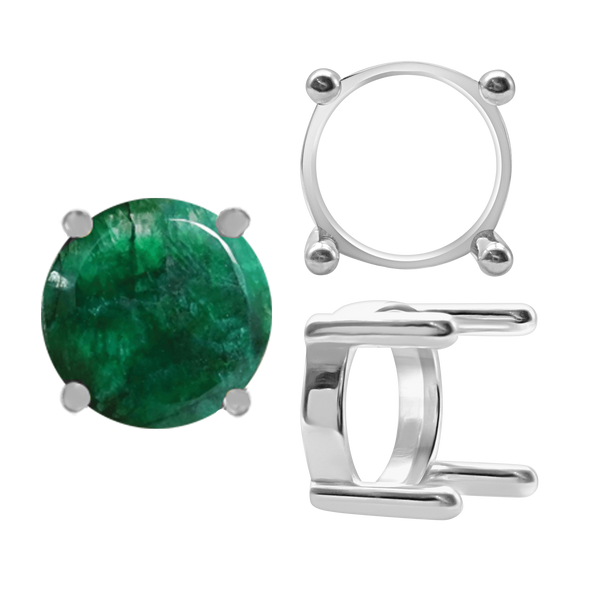 ITI NYC Four Prong Round Single Base Settings With Straight Wire Prongs in Sterling Silver (2.00 mm - 8.00 mm)