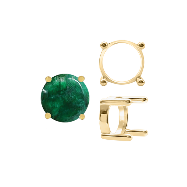 ITI NYC Four Prong Round Single Base Settings With Straight Wire Prongs in 14K Gold (2.00 mm - 8.00 mm)