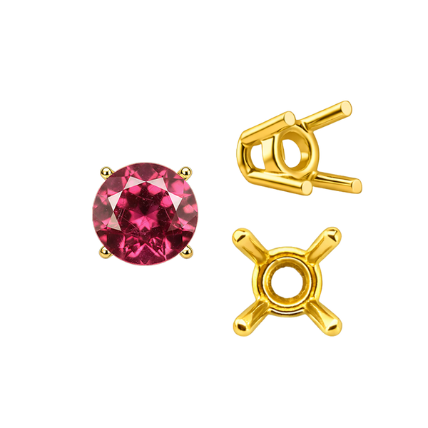 ITI NYC Four Prong Round Wire Basket Settings in 14K Gold (1.75 mm - 11.00 mm)
