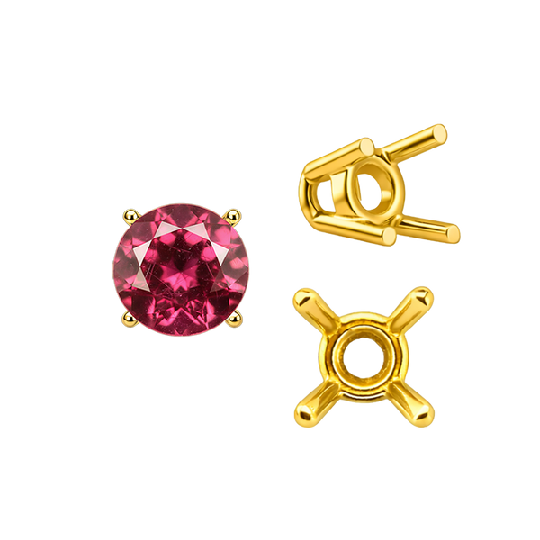 ITI NYC Four Prong Round Wire Basket Settings in 18K Gold (1.75 mm - 11.00 mm)