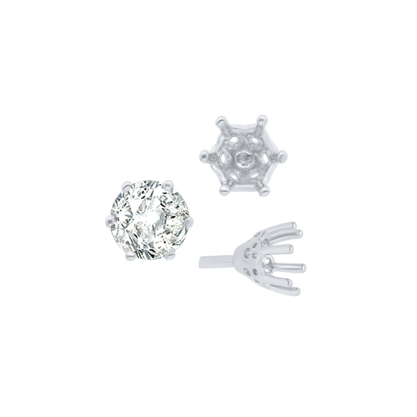 ITI NYC Six Prong Round Filigree Tapered Settings with Peg in 14K Gold (4.00 mm - 9.25 mm)