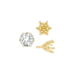 ITI NYC Six Prong Round Filigree Tapered Settings with Peg in 14K Gold (4.00 mm - 8.00 mm)