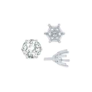 ITI NYC Six Prong Round Filigree Tapered Settings with Peg in Sterling Silver (4.00 mm - 9.25 mm)