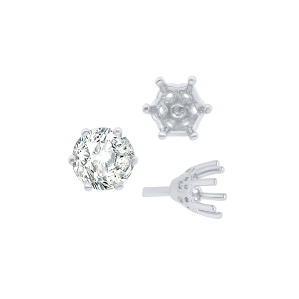 ITI NYC Six Prong Round Filigree Tapered Settings with Peg in Sterling Silver (4.00 mm - 9.25 mm)