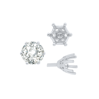 ITI NYC Six Prong Round Filigree Tapered Settings with Peg in Sterling Silver (4.00 mm - 8.00 mm)