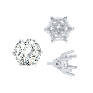 ITI NYC Six Prong Round Filigree Tapered Settings with Peg in Sterling Silver (4.00 mm - 8.00 mm)