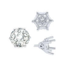Load image into Gallery viewer, ITI NYC Six Prong Round Filigree Tapered Settings with Peg in 14K Gold (4.00 mm - 9.25 mm)
